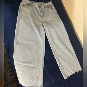 Petite Wide Legged Blue Denim Jeans